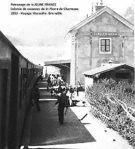 COLO JEUNE FRANCE 1953 voyage ferroviaire Marseille -Grenoble, le mont Aiguille